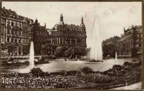 Ak Köln am Rhein, Platz der Republik, Springbrunnen