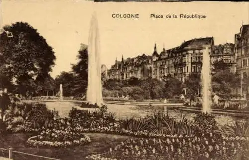 Ak Köln am Rhein, Platz der Republik, Springbrunnen