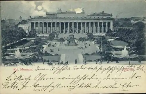 Mondschein Ak Berlin Mitte, Königliches Museum, Lustgarten