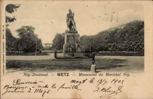 Ak Metz Moselle, Ney Denkmal