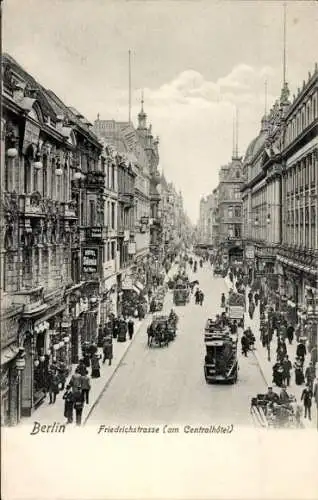 Ak Berlin Mitte, Friedrichstraße, Central-Hotel, Fahrzeuge