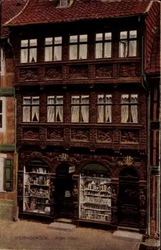 Ak Wernigerode, Das Gerlitzsche Haus, Vorderfassade, Schaufenster