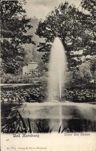 Ak Bad Harzburg am Harz, Unter den Eichen, Wasserfontäne