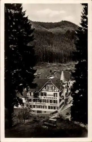 Ak Schönmünzach Baiersbronn Schwarzwald, Blick auf Hotel Waldhorn, Inh. Lorenz Holzschuh