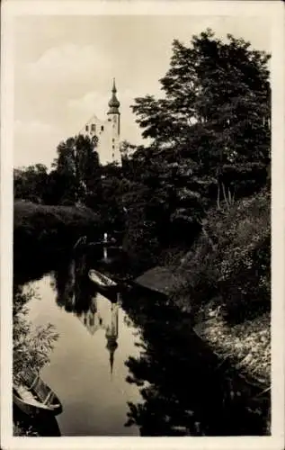 Ak Neckarelz Mosbach am Odenwald, Haus Maria Trost, Blick von der Elzbrücke