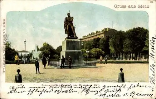 Ak Metz Moselle, Esplanade mit Denkmal des Marschall Ney