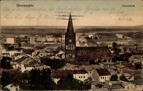 Ak Eberswalde in Brandenburg, Panorama mit Kirche