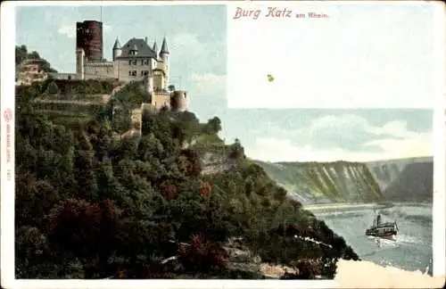 Ak St. Goarshausen am Rhein, Burg Katz