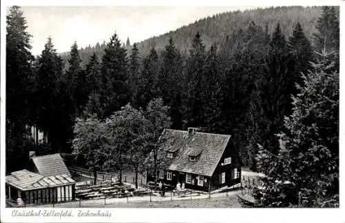 Ak Clausthal Zellerfeld, Blick zum Zechenhaus, Wald