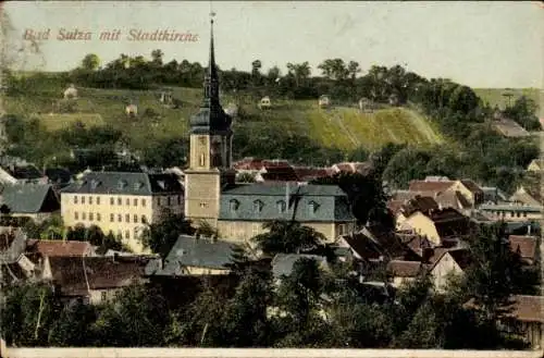 Ak Bad Sulza in Thüringen, Panorama mit Stadtkirche