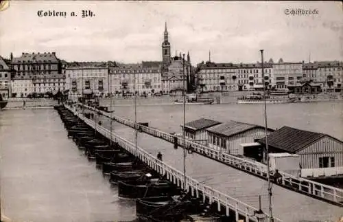 Ak Koblenz am Rhein, Schiffbrücke