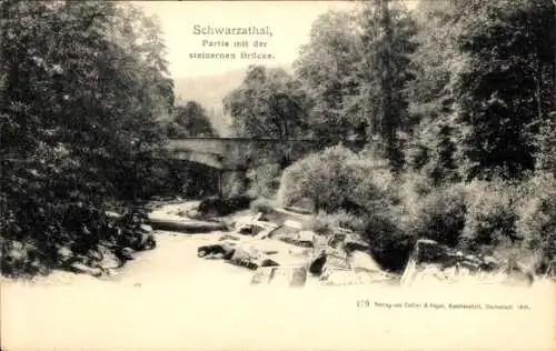 Ak Bad Blankenburg, Schwarzatal, Steinerne Brücke