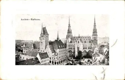 Passepartout Ak Aachen in Nordrhein Westfalen, Blick zum Rathaus