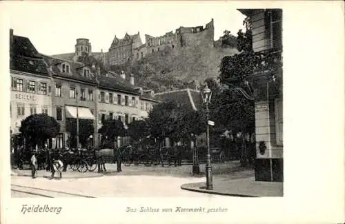 Ak Heidelberg am Neckar, Schloss, Blick vom Kornmarkt