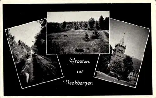 Ak Beekbergen Gelderland, Kirche, Landschaft, Waldweg