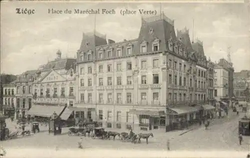 Ak Liège Lüttich Wallonien, Maréchal Foch Platz, Geschäfte