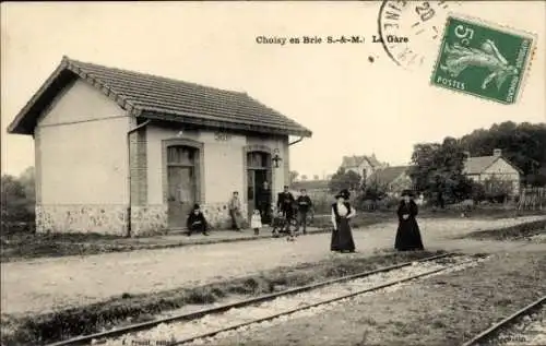 Ak Choisy en Brie Seine-et-Marne, Bahnhof