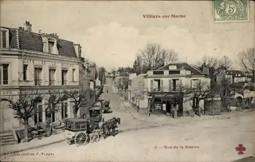 CPA Villiers sur Marne Val de Marne, Rue de la Station