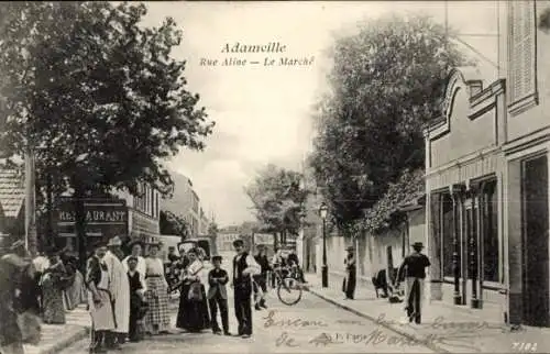 Ak Adamville Val de Marne, Rue Aline - Le Marché