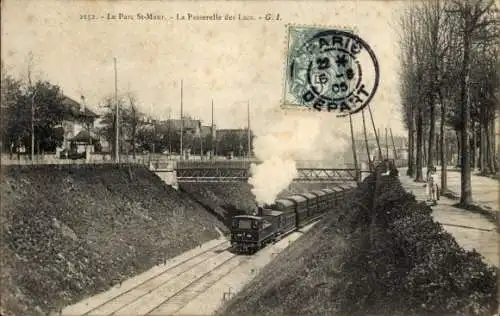 Ak Le Parc de Saint Maur Val de Marne, Eisenbahnbrücke