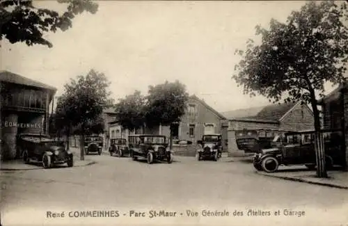 Ak Le Parc de Saint Maur Val de Marne, René Commeinhes, Werkstatt und Garage