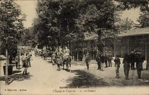 Ak Saint Ouen Marne, Besucher bei den Koppeln der Pferderennbahn