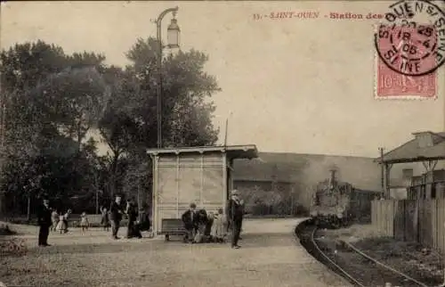 CPA Saint Ouen Seine Saint Denis, Bahnhof, Eisenbahn