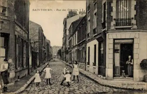 Ak Saint Ouen Marne, Kinder spielen in der Rue des Graviers