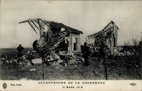 Ak La Courneuve Seine Saint Denis, Katastrophe von März 1918, zerstörtes Gebäude