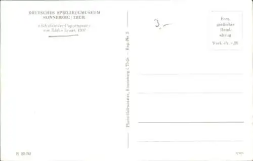 Ak Sonneberg in Thüringen, Käthe Kruse Puppen, Schulkinder Puppenpaar, 1937, Spielzeugmuseum
