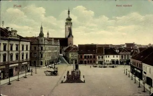 Ak Písek Pisek Südböhmen, Marktplatz, Denkmal