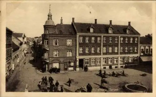 Ak Holstebro Dänemark, Holstebro Torvet, Hotel Phönix, Personen