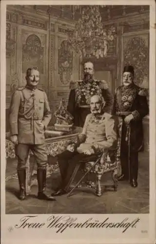 Ak Kaiser Wilhelm II., Kaiser Franz Joseph I., Ferdinand I. von Bulgarien, Sultan Mehmed V