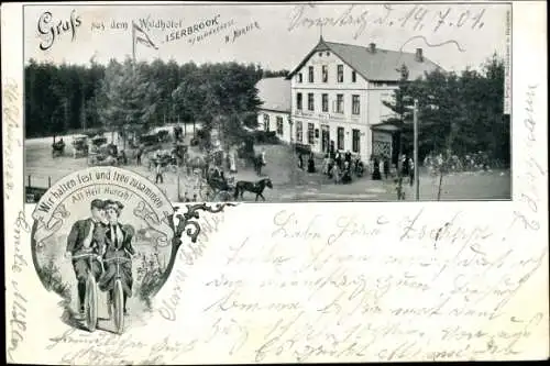 Ak Hamburg Altona Blankenese, Blick auf das Waldhotel Iserbrook, Inh. H. Harder, Pärchen