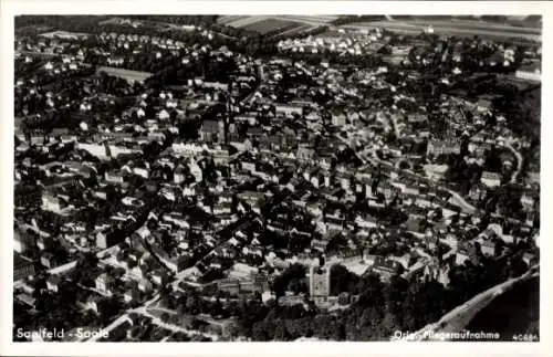 Ak Saalfeld an der Saale Thüringen, Fliegeraufnahme