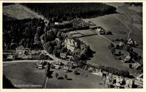 Ak Buntenbock Clausthal Zellerfeld Oberharz, Fliegeraufnahme