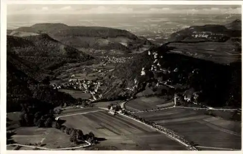 Ak Traifelberg Honau Lichtenstein in Baden Württemberg, Fliegeraufnahme