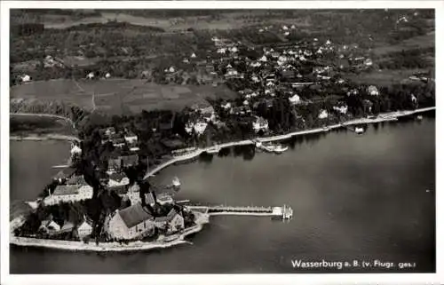 Ak Wasserburg am Bodensee Schwaben, Fliegeraufnahme