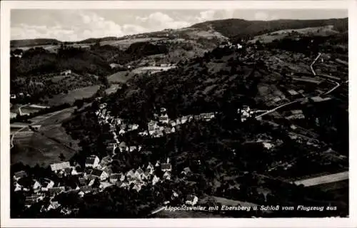 Ak Lippoldsweiler Auenwald in Württemberg, Panorama, Ebersberg, Schloss, Fliegeraufnahme