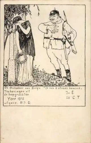 Künstler Ak Schlacht an der Yser 1915, deutscher Soldat, Belgien, 1. WK