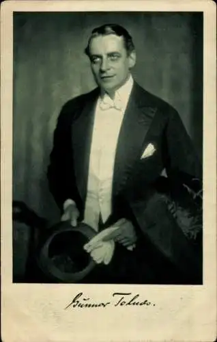 Ak Schauspieler Gunnar Tolnæs, Portrait, Zylinder