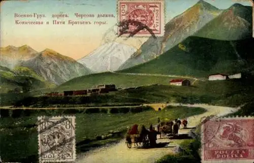 CPA Géorgie, Route militaire, Valée du Diable, Cône et Montagne des Cing Fréres