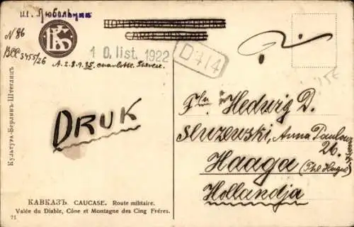CPA Géorgie, Route militaire, Valée du Diable, Cône et Montagne des Cing Fréres