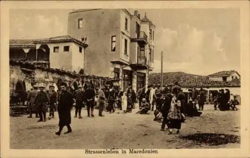 Ak Mazedonien, Straßenleben, Markt