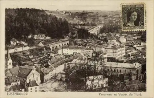 Ak Luxemburg Luxembourg, Panorama, Viaduc du Nord