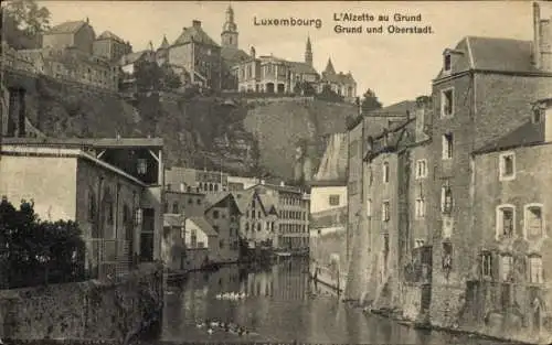 Ak Luxemburg, Blick auf Grund und Oberstadt, Alzette