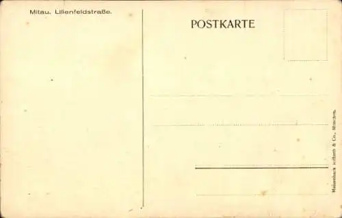 Ak Jelgava Mitau Lettland, Lilienfeldstraße, Kriegszerstörungen, I. WK