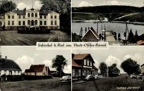 Ak Schinkel in Holstein, Gasthaus Zur Mühle, Landwehr, Kanalfähre