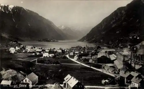 Ak Odda Norwegen, Hardanger, Gesamtansicht