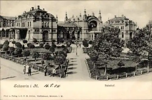 Ak Schwerin in Mecklenburg, Bahnhof